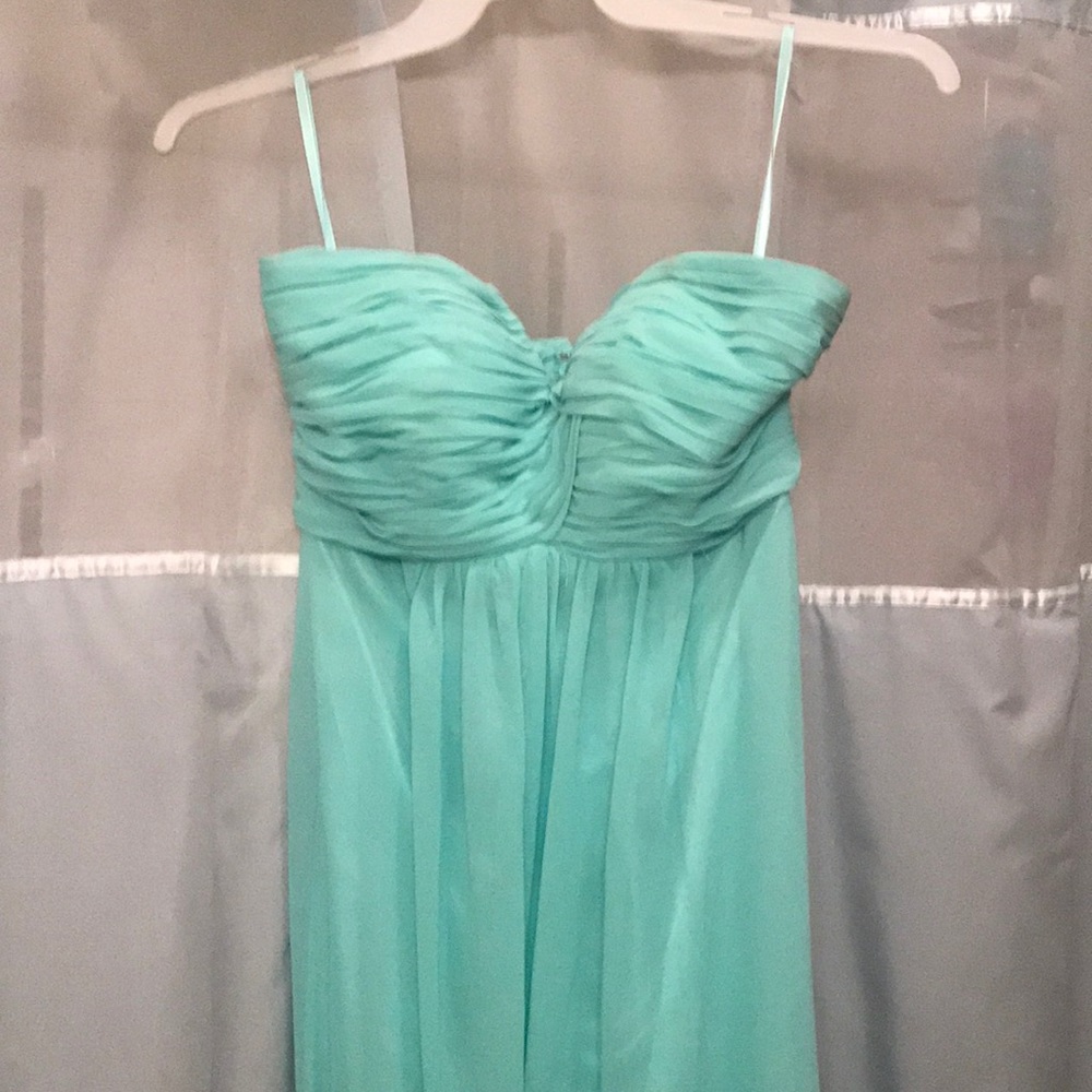 Strapless floor length sweetheart dress